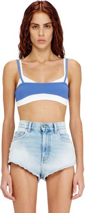 Diesel Layered bra top in ribbed knit - T-Shirts - Woman - Blue