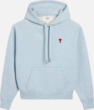 Ami Mens AMI PARIS Blue Chine Ami De Coeur Loopback Hoodie - Size: 36