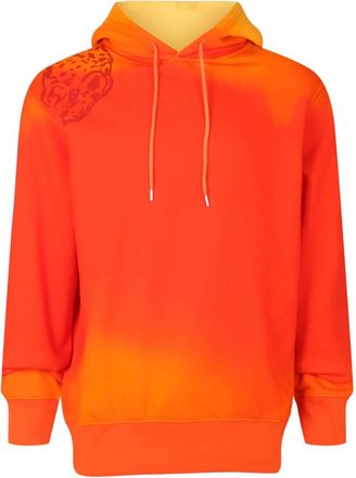 Ferragamo Mens Sunset-Print Cotton Hoodie In Red