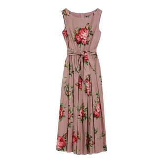 Dolce & Gabbana Midi Dresses, female, Multicolor, Size: M Rose Bouquet-Print Cotton Dress