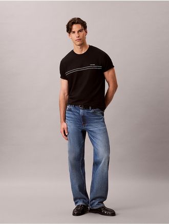 Calvin Klein Mens Pique Contrast Piping Tee - Black - 2XL