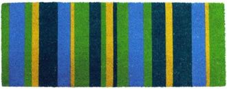 Imports Decor Green Striped Coir Door Mat, Coconut Fiber Doormat with Non-Slip PVC Backing, Indoor Outdoor Entrance Rug, Modern Stripe Design