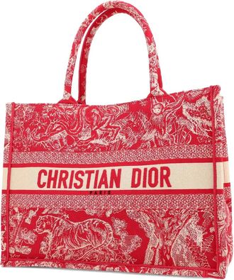 Dior 2020s Book shopper met dubbele handgreep en patroon - Rood