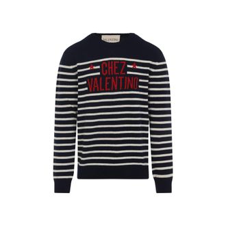 Valentino Ultramarine Dark Blue Virgin Wool Sweater-Uomo