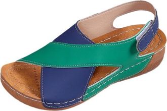 Generic Ladies Wide Fit Sandals Orthopedic Sandals Womens UK Wedge Sandal Hook Loop Fastening Sliders Open Toe Sliders Ankle Strap Shoes Fashion Plantar Comfo