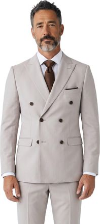 PAUL ANDREW Mens Stone Birdseye Double Breasted Formal Blazer - Mayfair