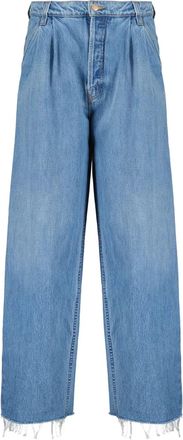 Mother Geplooide jeans met franje - Blauw