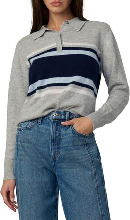 Joe's Stripe Cashmere Polo Sweater in Heather Grey at Nordstrom, Size X-Large