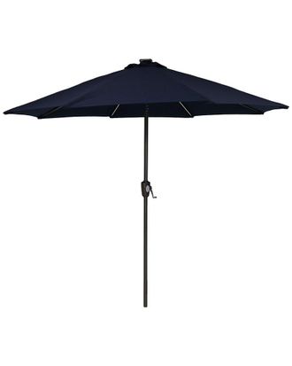 Sunnydaze 9 Navy Blue Outdoor Sunbrella Market Umbrella W/ Solar Led Light Bars
