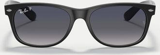 Ray-Ban New Wayfarer - Occhiali da sole squadrati classici neri con lenti blu polarizzate-Nero