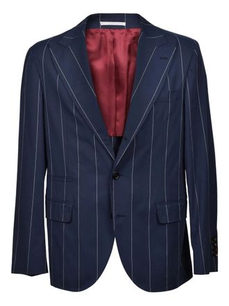 Brunello Cucinelli pinstriped buttoned blazer - men - Cotton - 48 - Blue