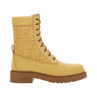 Fendi Filo Combat Boot - female - Fendi - Lace-up Boots - Beige - 4 UK - Shoes