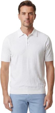 Lords of Harlech Mens Jacquard Linen Cotton Polo in White at Nordstrom, Size Xx-Large