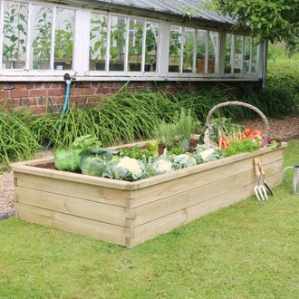 Zest Zest - Rectangular Sleeper Raised Wooden Bed Garden Planter 1.8m x 0.9m