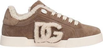 Dolce & Gabbana Schoenen, Dames, Bruin, 41 EU, Grijze en witte sneakers Aw 25
