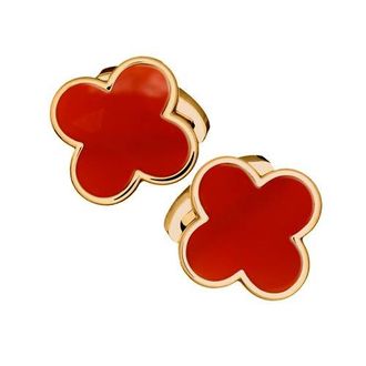 Jan Leslie Four Leaf Clover 18K Gold Vermeil Sterling Cufflinks in Red at Nordstrom