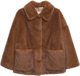 Herno Short Faux Fur Jacket in 8800 Dark Brown at Nordstrom, Size 48