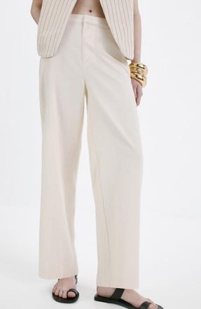 Mango Flat Front Pants in Beige at Nordstrom, Size 10