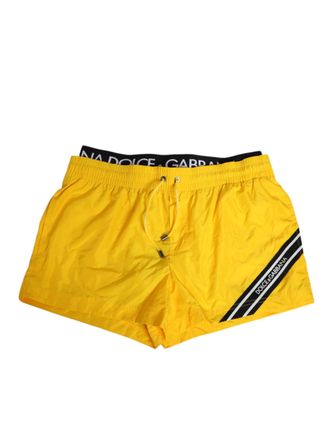 Dolce & Gabbana Yellow Drawstring Beachwear Men Shorts Mens Swimwear