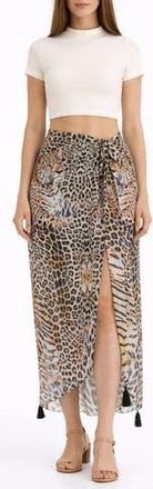 Ranee&rsquo;s Animal Print Long Sarong in Brown at Nordstrom Rack