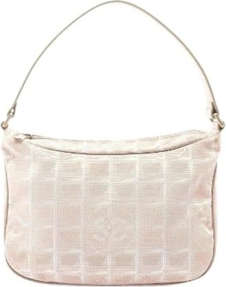 Chanel Pre-owned Shoulder Bags, female, Beige, Size: ONE SIZE Pre-owned New Travel Line Leather Nylon Canvas Shoulder Bag