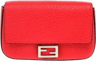 Fendi Pre-owned Visitekaarthouder - Dames - Vintage Accessoires - Rood - ONE Size - Leer - Vintage