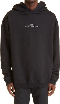 Maison Margiela Embroidered Logo Cotton Hoodie in Black at Nordstrom, Size 36 Us