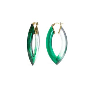 Gold & Honey Womens Painted Marquise Lucite Hoop Earrings In Green