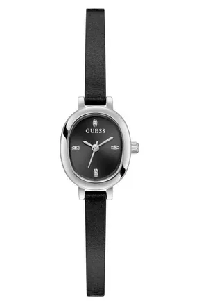 Guess Oblong Crystal Marker Watch, 21mm in Black at Nordstrom