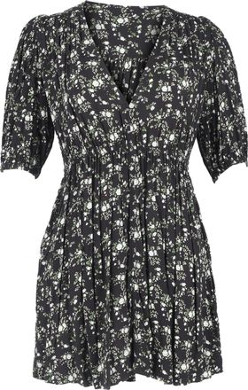Ganni Ganni Printed Crepe Mini Dress in Green Viscose