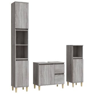 Berkfield Home 3 Piece Bathroom Cabinet Set Grey Sonoma Engineered Wood