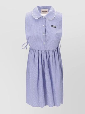 Miu Miu vichy dress sleeveless gathered waist bow collar