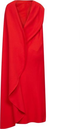 Balenciaga Womens Draped Dress Sunset Red Silk-Wool