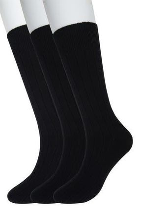 Brooks Brothers 3-Pack Ribbed Crew Socks in Black at Nordstrom Rack