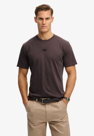 Superdry Rundhalsshirt SUPERDRY MICRO LOGO TSHIRT, Herren, Gr. XXL, shale dunkelgrau, Single Jersey, Obermaterial: 100% Baumwolle, unifarben, loose fit normal,