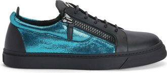 Giuseppe Zanotti Frankie double-zip low-top sneakers - men - Metallic Leather/Rubber/Fabric - 45 - Blue