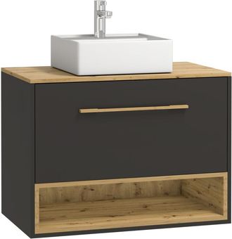 Vente-Unique Mueble de baño suspendido antracita con lavabo a instalar - 80 cm - YANGRA
