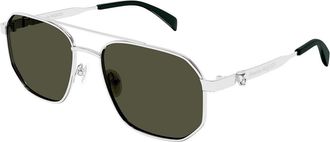 Alexander McQueen AM0458S Asian Fit 003 Mens Sunglasses Silver Size 58 - Free RX Lenses - Free RX Lenses