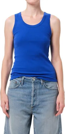 A Gold E Poppy Rib Organic Cotton Blend Tank in Cobalt Ultramarine Blue at Nordstrom, Size X-Small