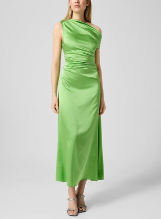 Staud Womens Phare draped asymmetrical silk dress