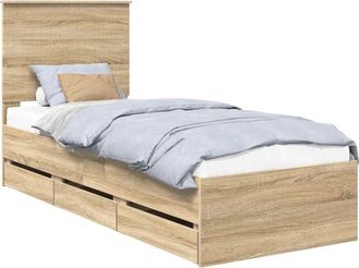 vidaXL Estructura De Cama Roble Sonoma 75 X 190 Cm Madera Ingenieril Vidaxl