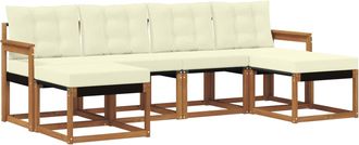 vidaXL Conjunto De Sof&aacute;s De Exterior 6 Uds. Natural Y Crema Vidaxl