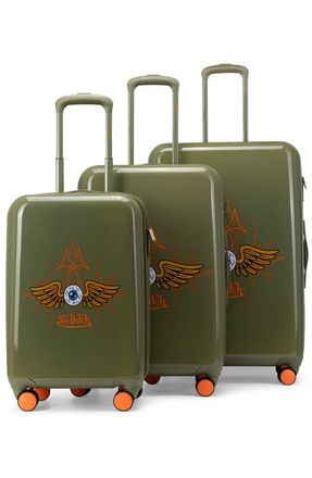 Von Dutch Kustom Kulture 3-Piece Expandable Hardside Spinner Luggage Set in Olive Eyeflight at Nordstrom