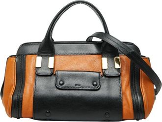 Chlo&eacute; Black Brown Leather Shoulder Bag Tote Bag (Pre-Owned)