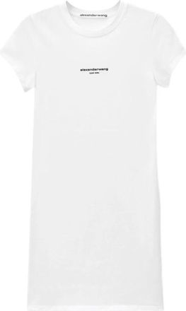 Alexander Wang Logo Fitted Mini Jurk - Dames - Korte kleedjes - Wit - S - Katoen - Kleedjes