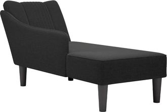 vidaXL Chaise longue con reposabrazos derecho tela negra Vidaxl