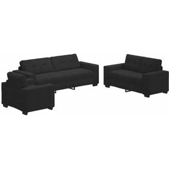 vidaXL Vidaxl - Juego De Sof&aacute; 3 Pcs Negro 221 X 78 X 80 Cm Terciopelo