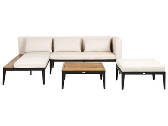 Beliani Conjunto de jard&iacute;n de madera beige 3 personas