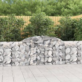 Berkfield Home Arched Gabion Baskets 2 pcs 300x30x80/100 cm Galvanised Iron in Silver