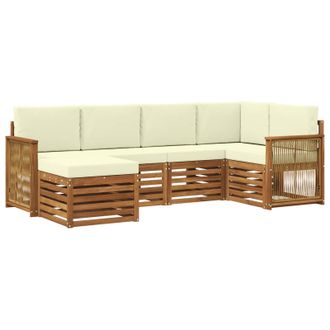vidaXL Conjunto De Sof&aacute; Seccional Con Coj&iacute;n 5 Pcs Natural Y Crema Vidaxl